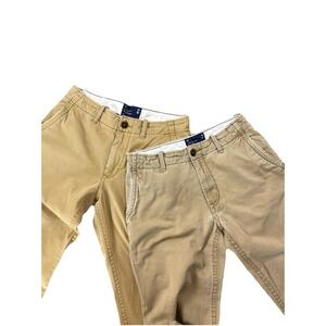 American Eagle Khaki Chino Pants Lot Bundle 2 Mens 31x27 Slim Straight Beige Tan